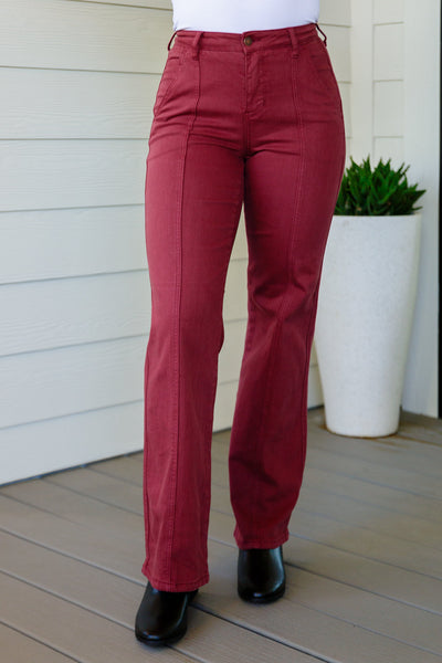 Judy Blue Deep Burgundy Front Seam Straight Jeans