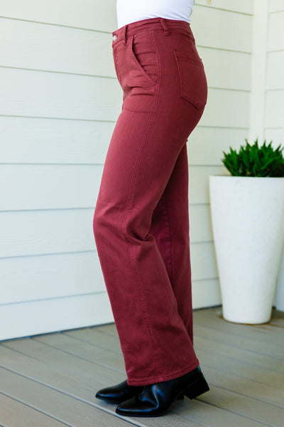 Judy Blue Deep Burgundy Front Seam Straight Jeans