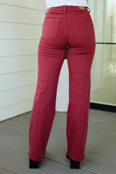 Judy Blue Deep Burgundy Front Seam Straight Jeans