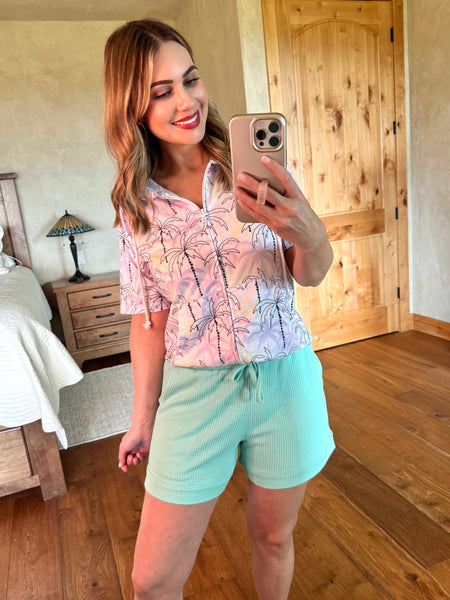 MM Waffle Shorts (Black, Pink, Turquoise)