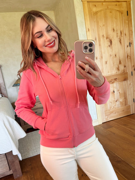 MM Summer Solid Color Full Zip Hoodies (Aquamarine, Coral, Blue)