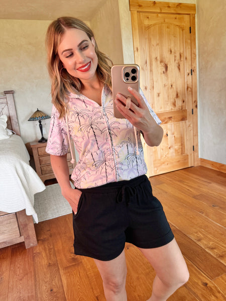MM Waffle Shorts (Black, Pink, Turquoise)