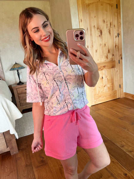 MM Waffle Shorts (Black, Pink, Turquoise)