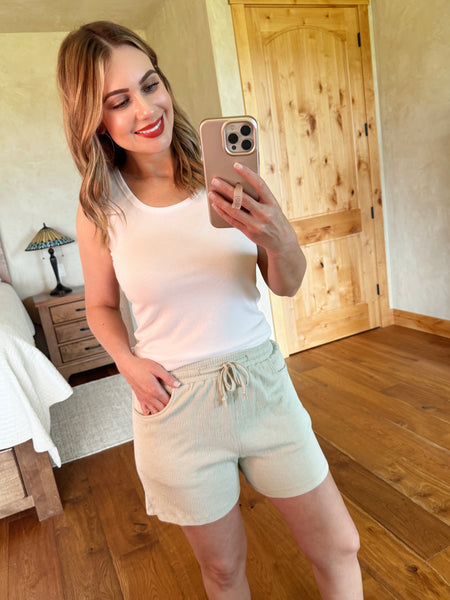 MM Crinkle Shorts (Dusty Rose, Light Green, Charcoal)
