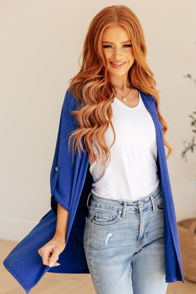 Wrinkle Free Flare Sleeve Top in Royal Blue