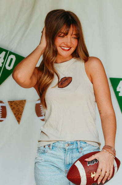 Football Tan Ribbed Tank