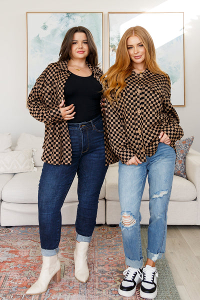 Black/Brown Checkered Shacket