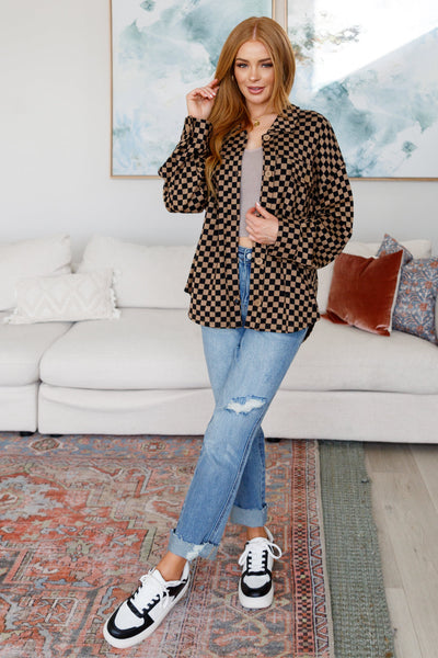Black/Brown Checkered Shacket