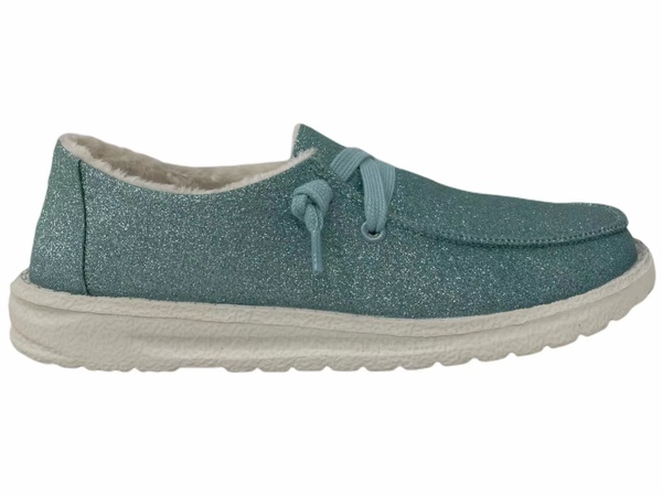 Gypsy Jazz Kid's "Lil Holly Glitter" Turquoise Slip-on Shoes-Shoes-Sunshine and Wine Boutique