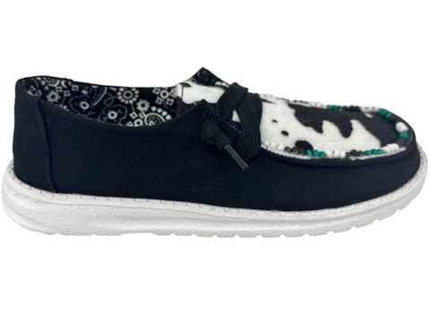 Gypsy Jazz "Clarissa" Black & White Cow Slip-on Shoes-Shoes-Sunshine and Wine Boutique
