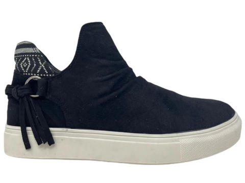 Very G "Whisper" Black Aztec Fringe Slip-on Shoes-Shoes-Sunshine and Wine Boutique