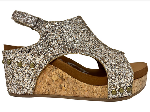 Very G "Culver" Gold Sparkle Wedge-Shoes-Sunshine and Wine Boutique