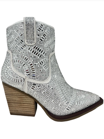 Very G "Maze" White Silver Bootie-Shoes-Sunshine and Wine Boutique