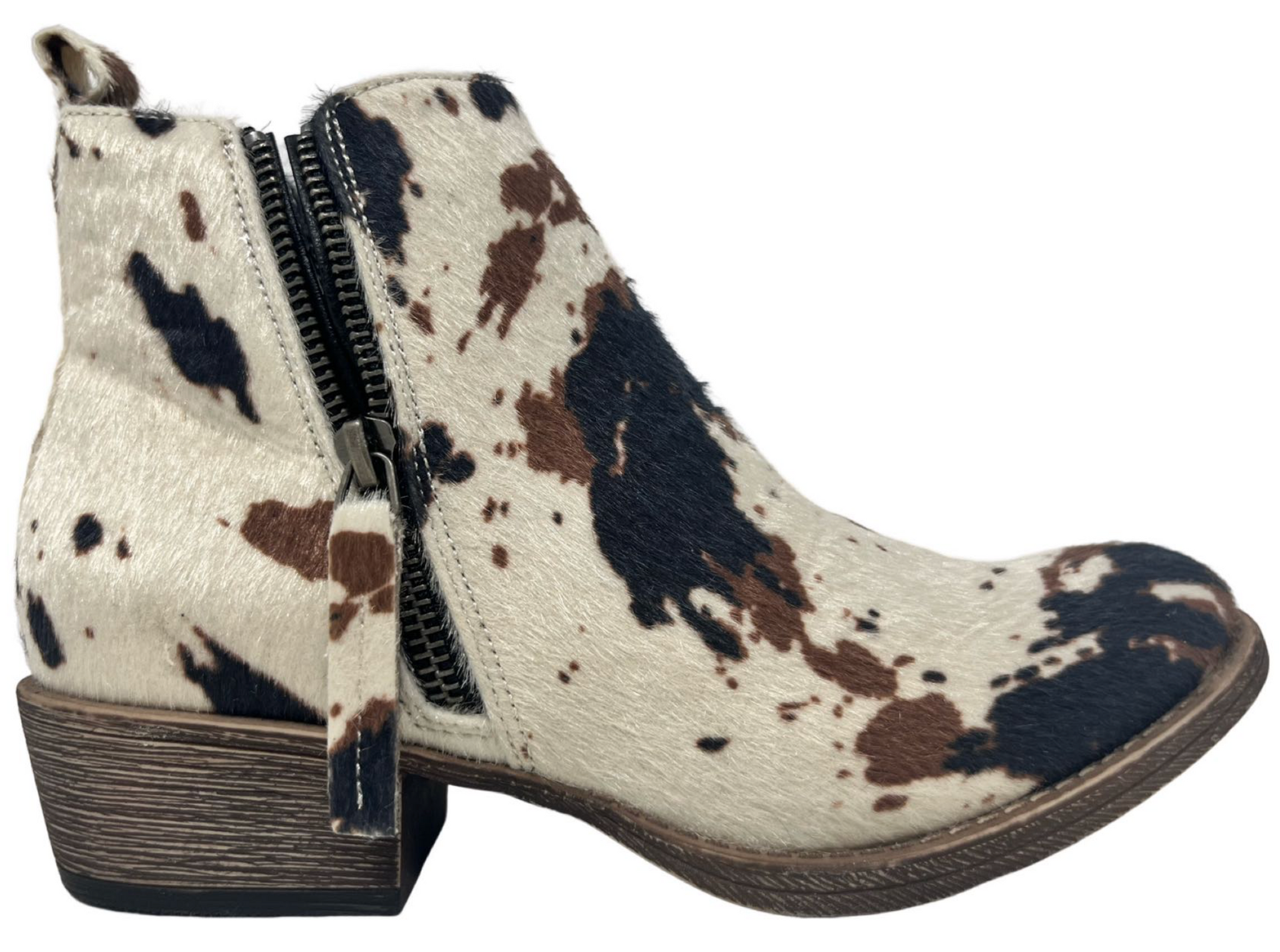 Very G "Chisel" Brown Cow Print Bootie-Shoes-Sunshine and Wine Boutique
