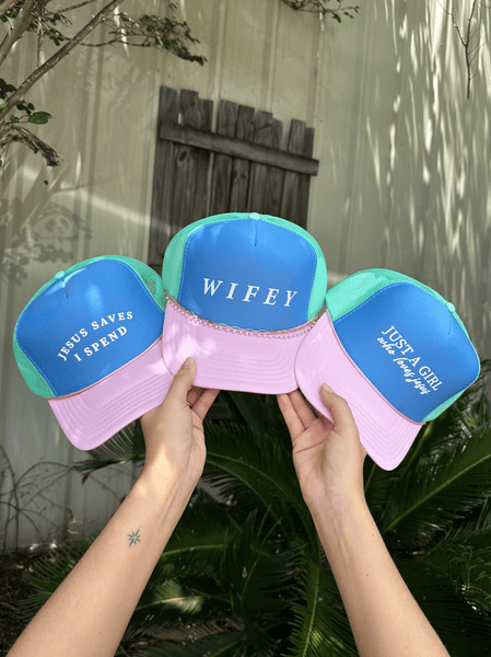 Jesus Saves Multi Trucker Hat (Carolina Blue)