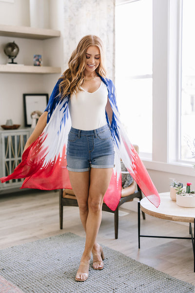 Judy Blue Midwash Pull On Denim Shorts