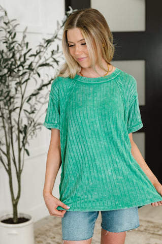 Sunday's Bestie Mineral Wash Top in Kelly Green