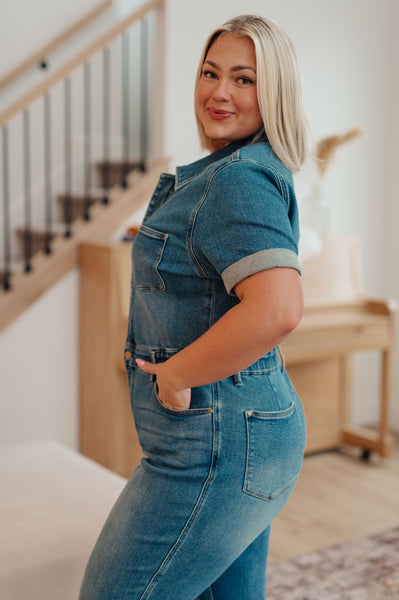 Judy Blue Short Sleeve Denim Jumpsuit