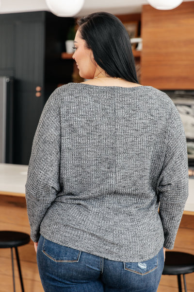 Charcoal Ribbed Waffle Top