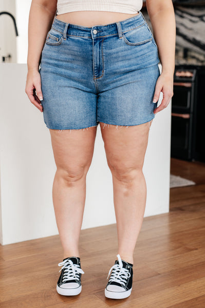 Judy Blue Mid-wash Cutoff Shorts