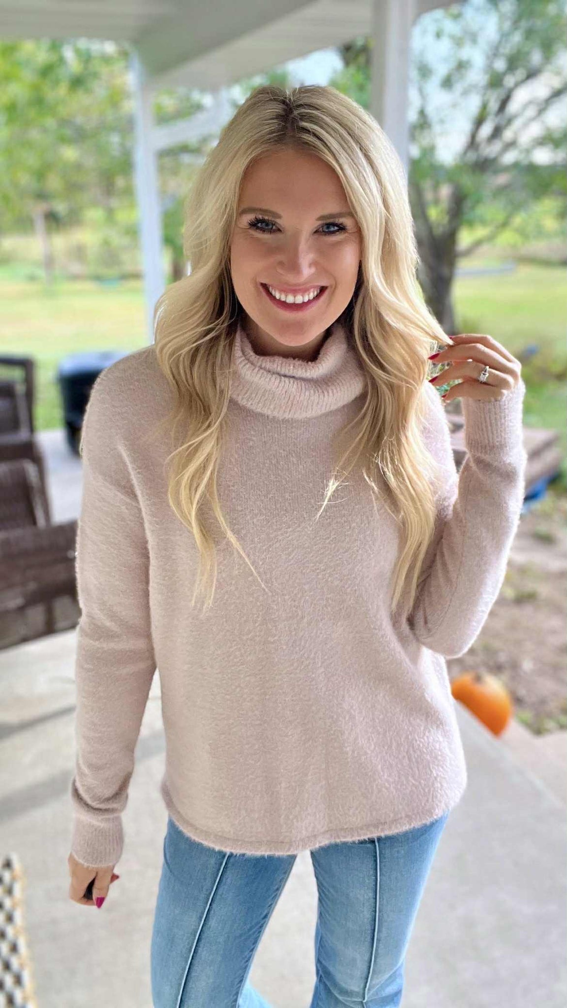 Dusty Taupe Blush Turtleneck Sweater