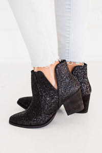 Fiera Glitter Booties in Black