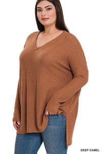 Brushed Waffle Hi-Low Long Sleeve