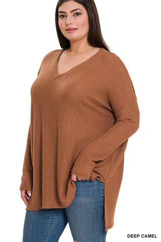 Brushed Waffle Hi-Low Long Sleeve