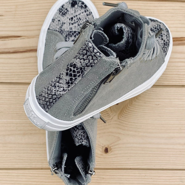 Gypsy Jazz "Lou" Grey Snakeskin Slip-on Shoes-Shoes-Sunshine and Wine Boutique
