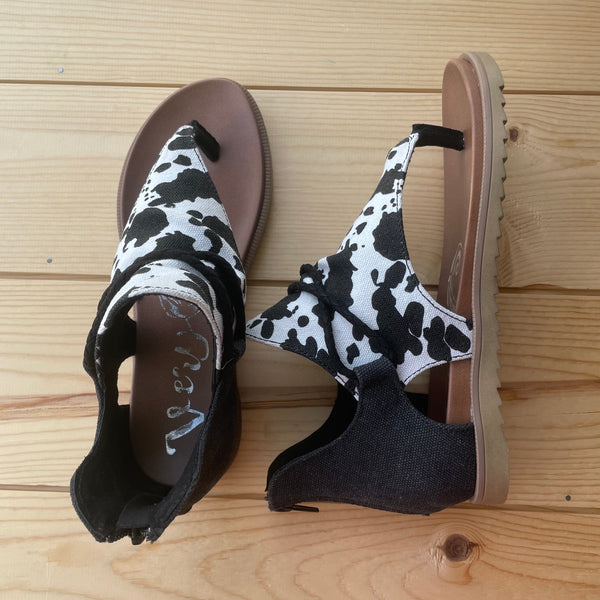 Very G "Angelika 2" Black & White Cow Sandal-Shoes-Sunshine and Wine Boutique