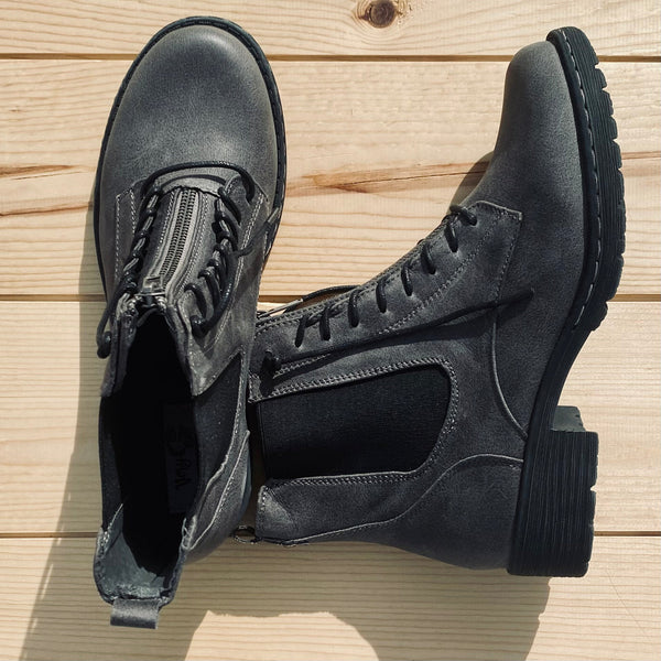 Very G "Old Times" Gray Combat Boot-Shoes-Sunshine and Wine Boutique