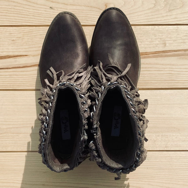 Very G "Juno" Taupe Fringe Bootie-Shoes-Sunshine and Wine Boutique