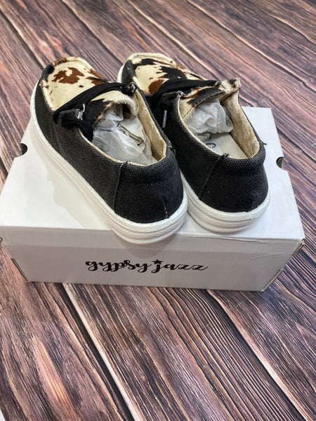 Gypsy Jazz Kid's "Lil Mooma" Black Cow Slip-on Shoes-Shoes-Sunshine and Wine Boutique