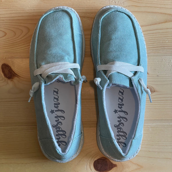 Gypsy Jazz "Flash" Turquoise Slip-on Shoes-Shoes-Sunshine and Wine Boutique