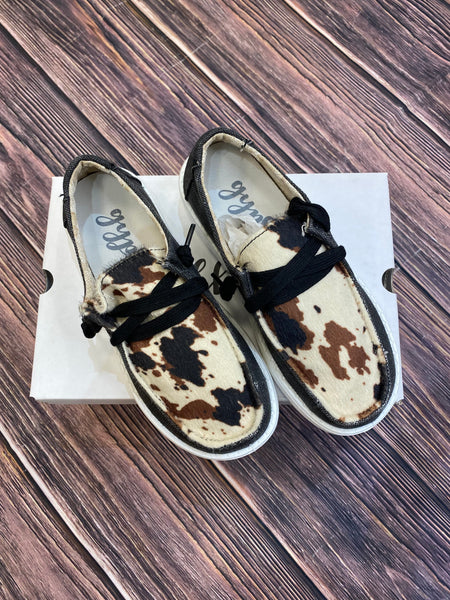 Gypsy Jazz Kid's "Lil Mooma" Black Cow Slip-on Shoes-Shoes-Sunshine and Wine Boutique