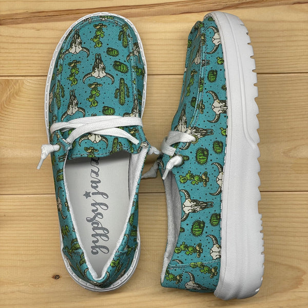 Gypsy Jazz "Elizabeth" Turquoise Slip-on Shoes-Shoes-Sunshine and Wine Boutique