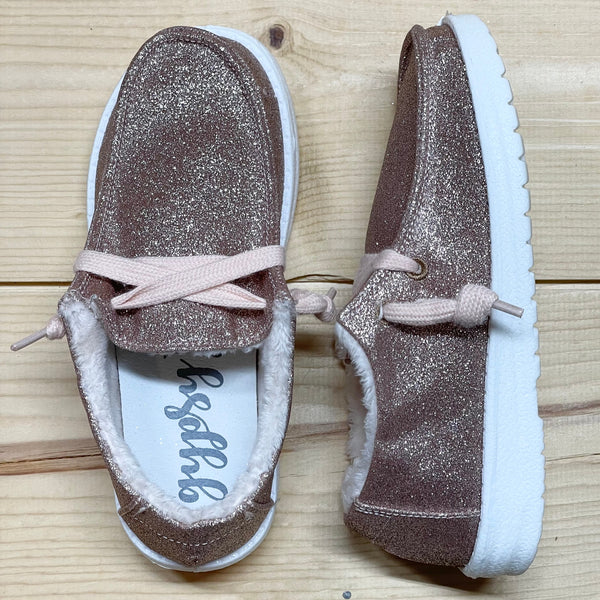 Gypsy Jazz Kid's "Lil Holly Glitter" Blush Slip-on Shoes-Shoes-Sunshine and Wine Boutique
