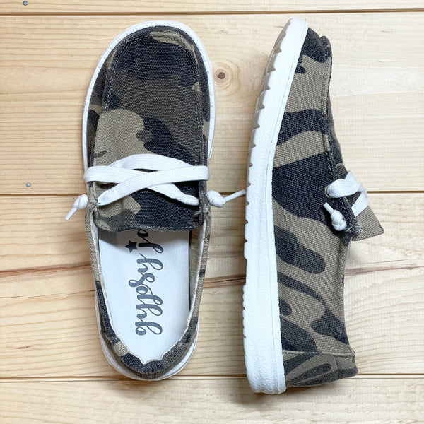 Gypsy Jazz Kid's "Kitty Kat" Camo Slip-on Shoes-Shoes-Sunshine and Wine Boutique