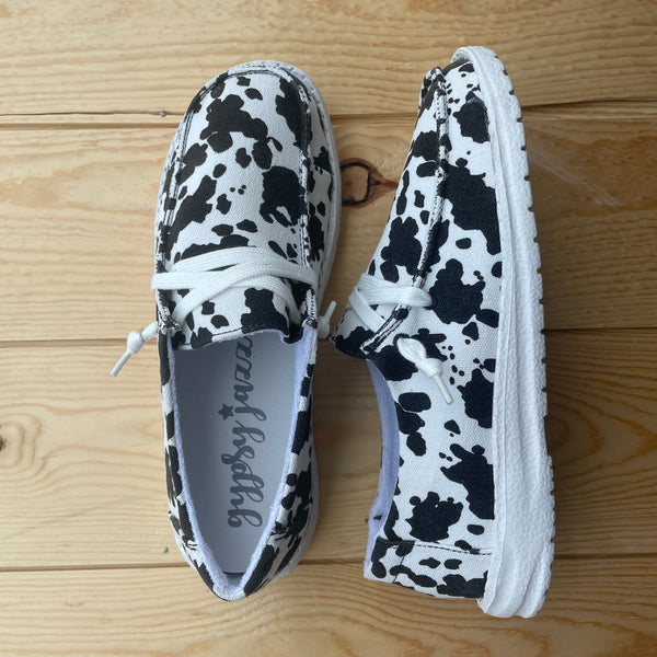 Gypsy Jazz "Milk It 2" Black & White Cow Slip-on Shoes-Shoes-Sunshine and Wine Boutique