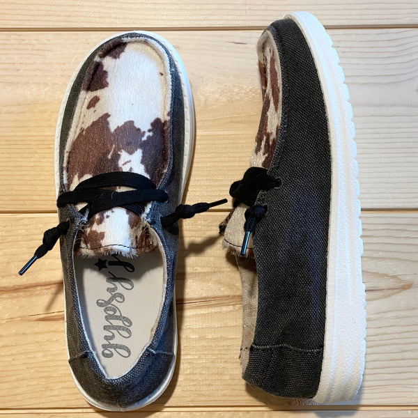 Gypsy Jazz Kid's "Lil Mooma" Black Cow Slip-on Shoes-Shoes-Sunshine and Wine Boutique