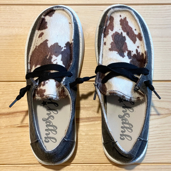 Gypsy Jazz Kid's "Lil Mooma" Black Cow Slip-on Shoes-Shoes-Sunshine and Wine Boutique