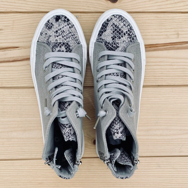 Gypsy Jazz "Lou" Grey Snakeskin Slip-on Shoes-Shoes-Sunshine and Wine Boutique