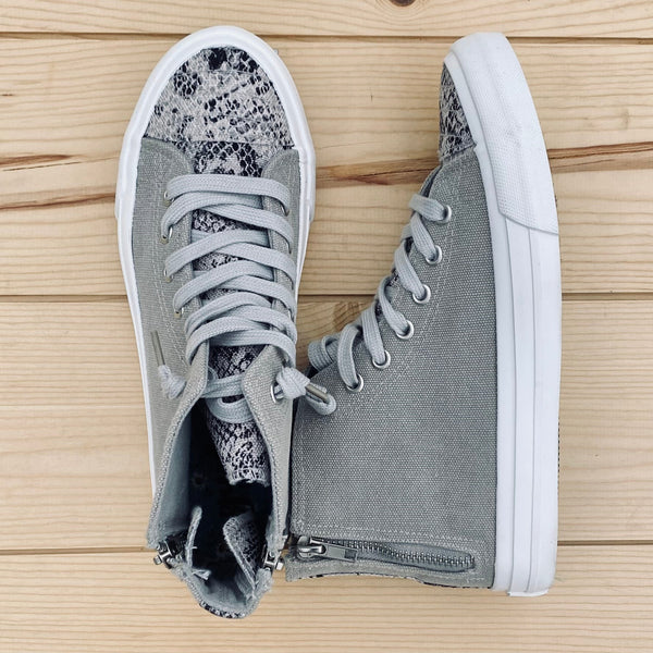 Gypsy Jazz "Lou" Grey Snakeskin Slip-on Shoes-Shoes-Sunshine and Wine Boutique