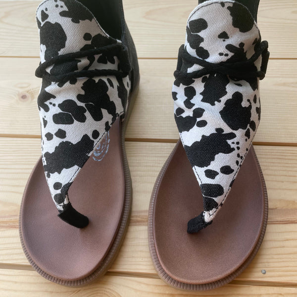 Very G "Angelika 2" Black & White Cow Sandal-Shoes-Sunshine and Wine Boutique
