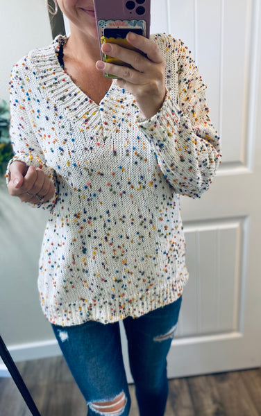 Confetti Dot V-neck Sweaters