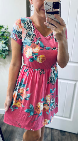 Dark Pink Floral Dress