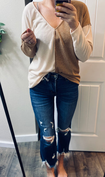 Darkwash Cropped Mom Distressed Denim