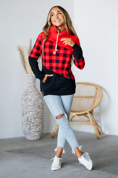 Ampersand Ave. Red/Plaid/Black Colorblock Singlehood