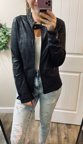 Faux Leather Racer Jacket