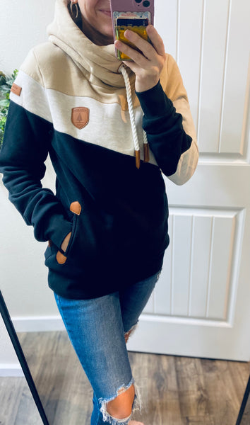 Black Mix Colorblock Wanakome Pullover